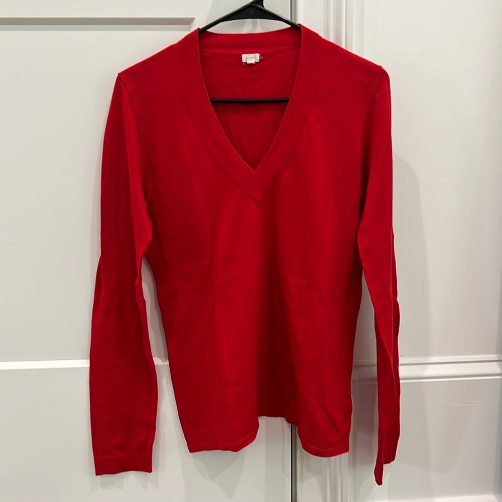 Jcrew vneck long sleeve shirt 100% cotton. Sz M